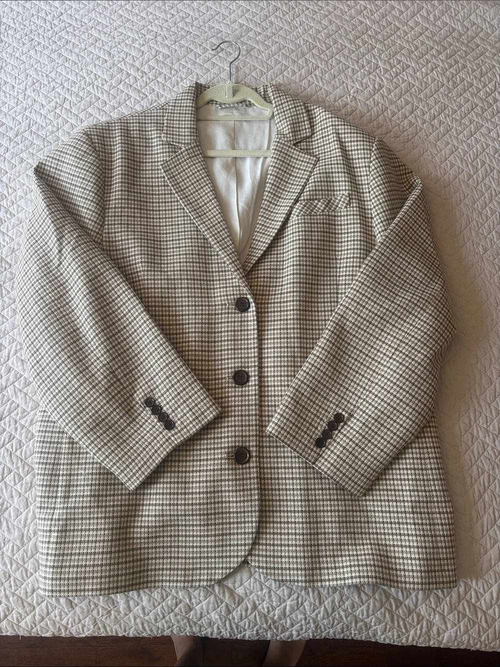 DJERF AVENUE Weekend Blazer Checked Oat- Classic Button Front